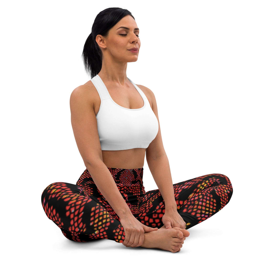 Snakeskin Black & Red Yoga Leggings