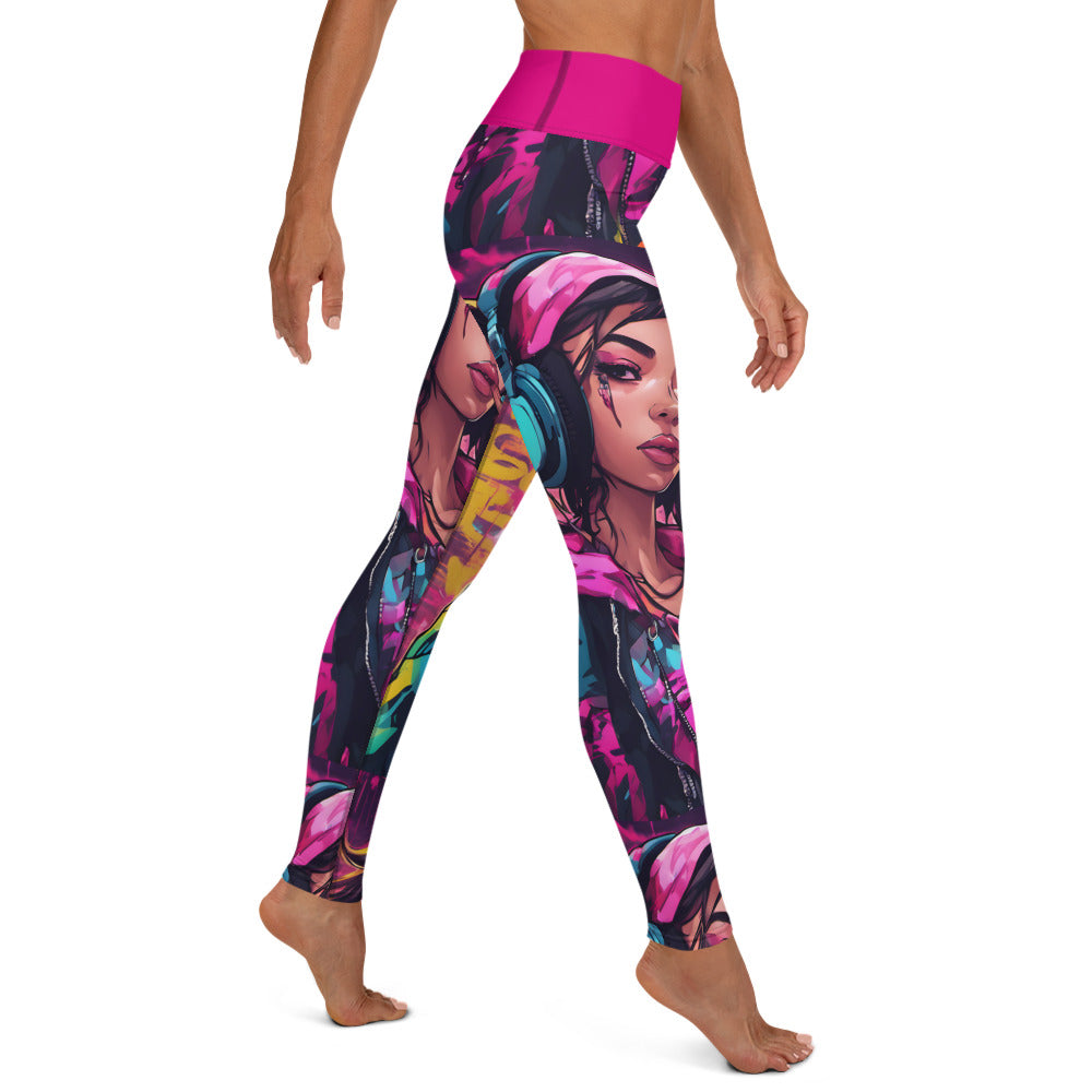 Hip Hop Girl Neon Pink Yoga Leggings