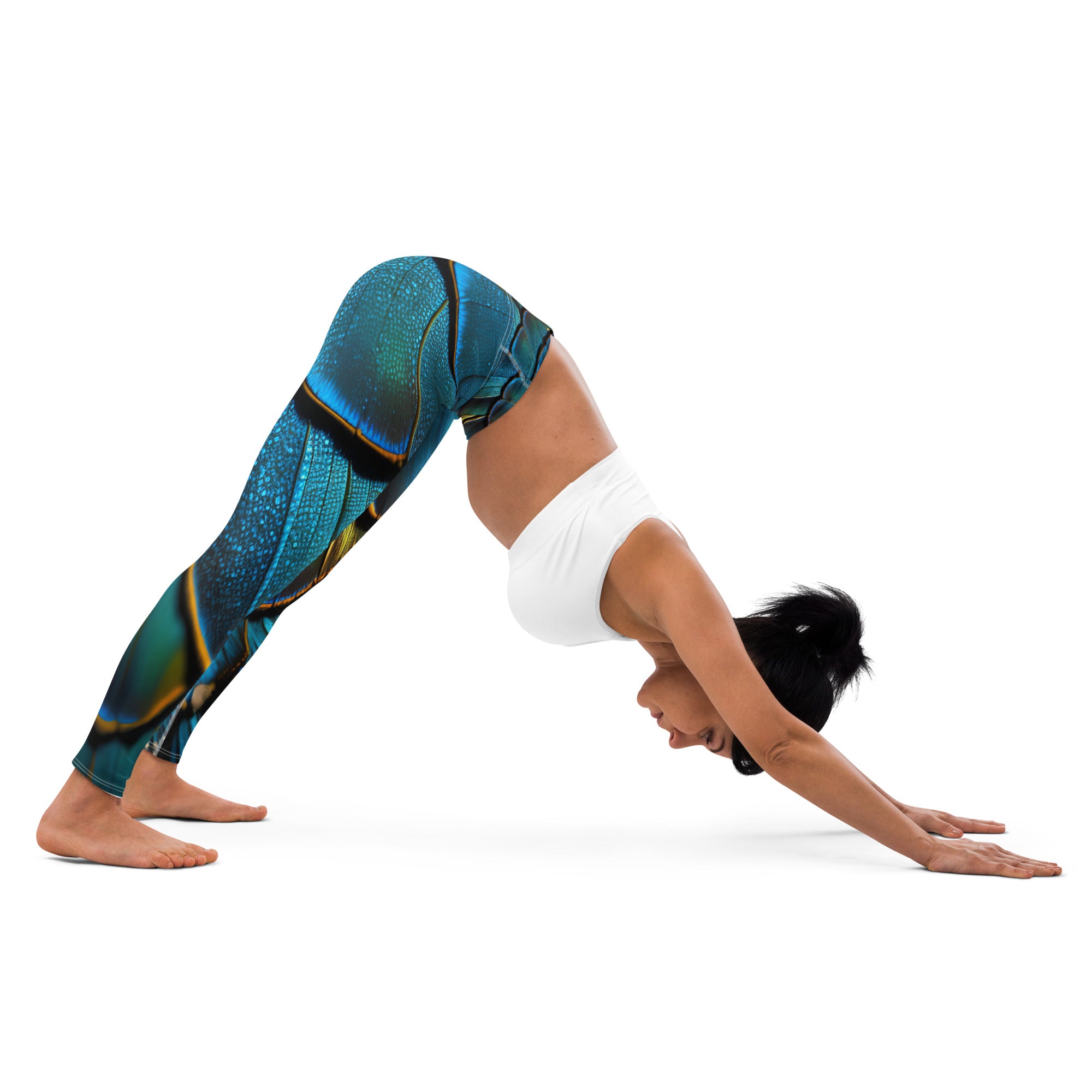 Butterfly Wings Yoga Leggings green and blue