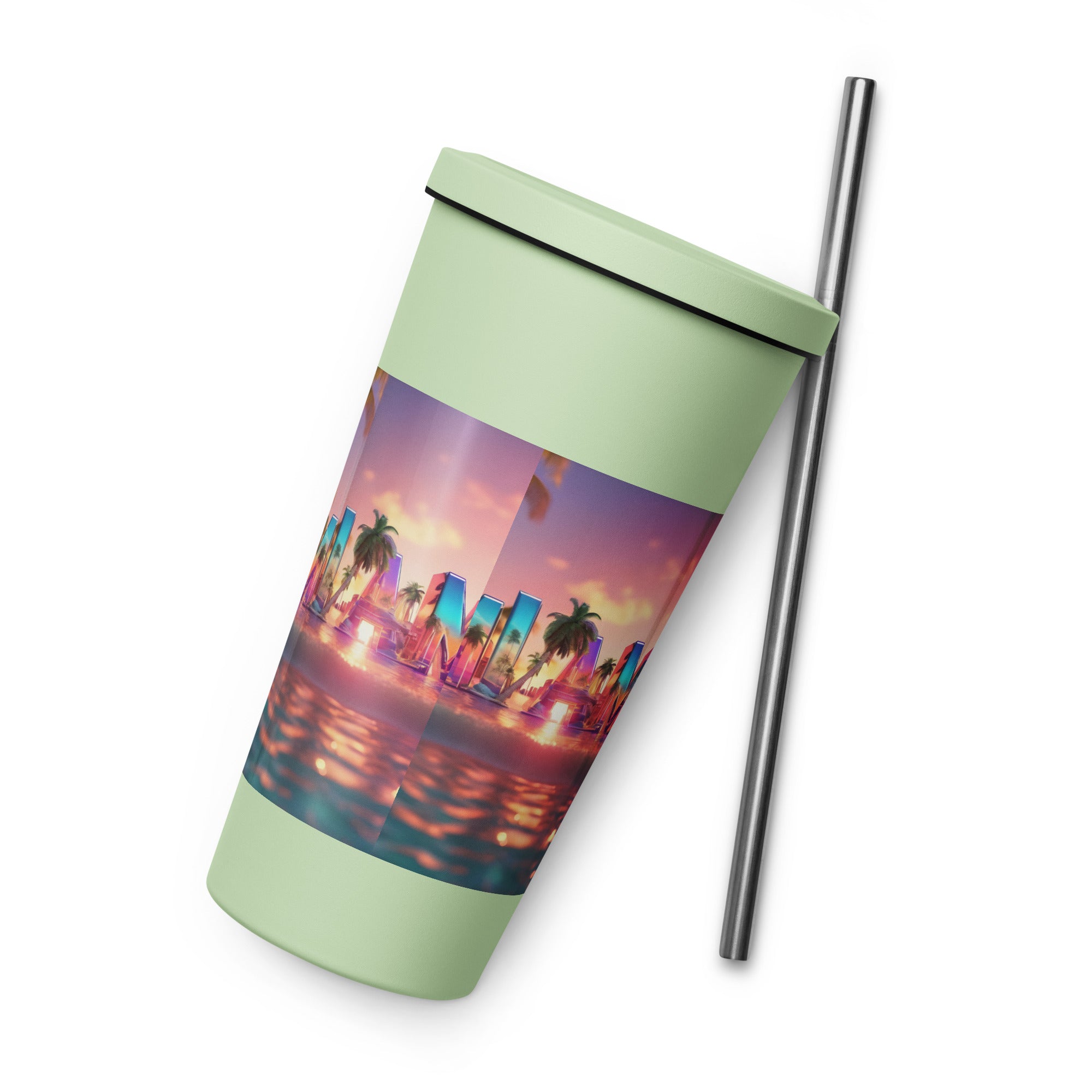 Pink Flamingo Tumbler w/straw 20 oz