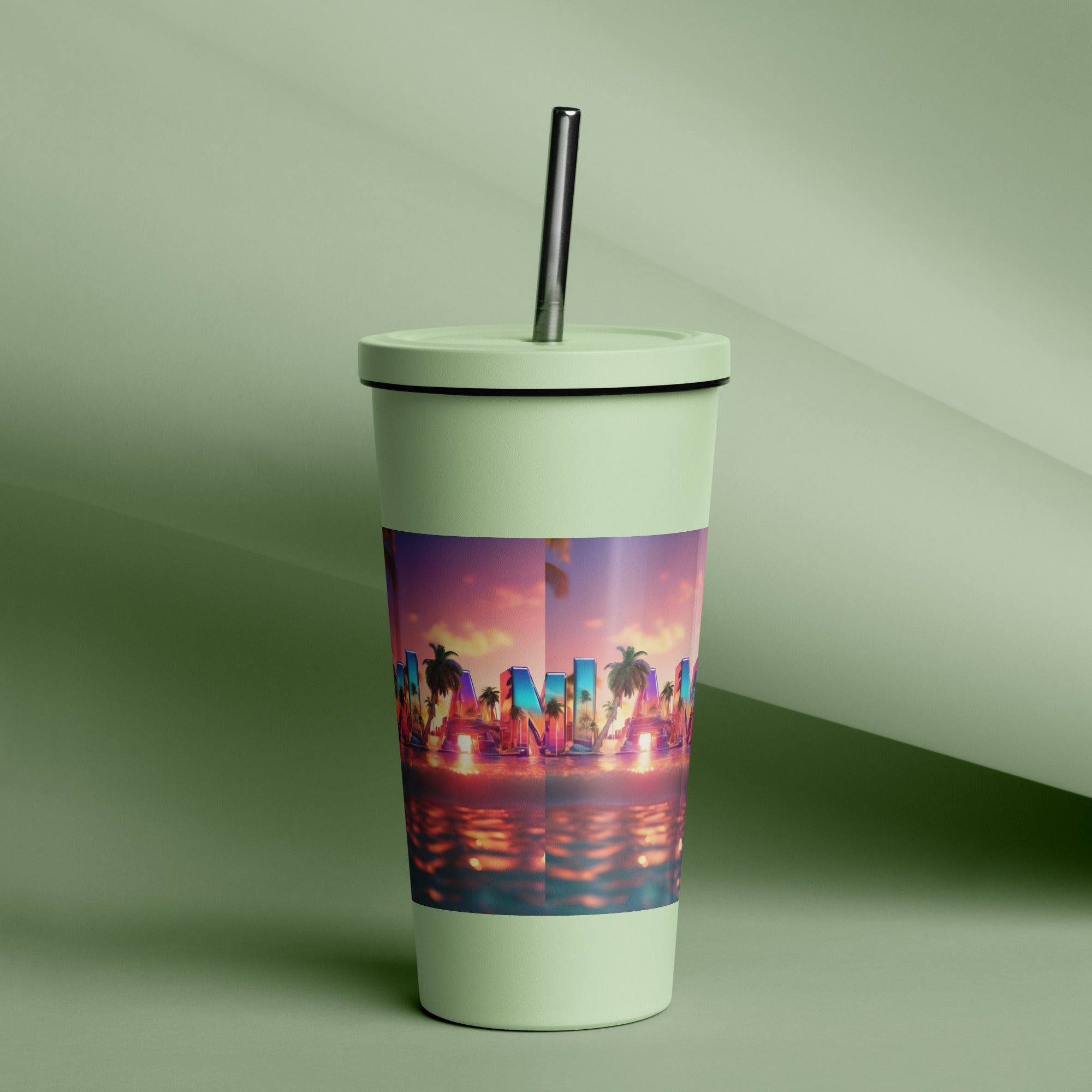Pink Flamingo Tumbler w/straw 20 oz