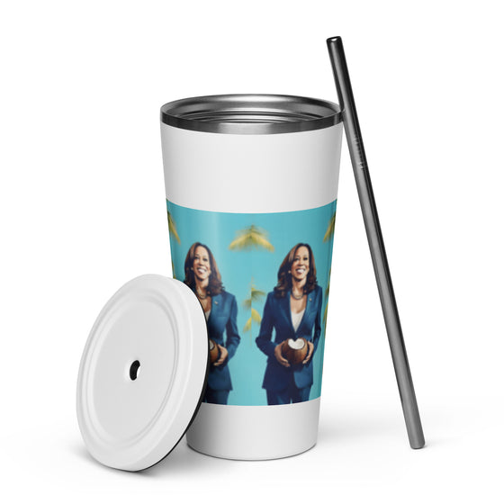 I'M COCONUTS FOR KAMALA Insulated Tumbler with Straw **LIMITED EDITION**