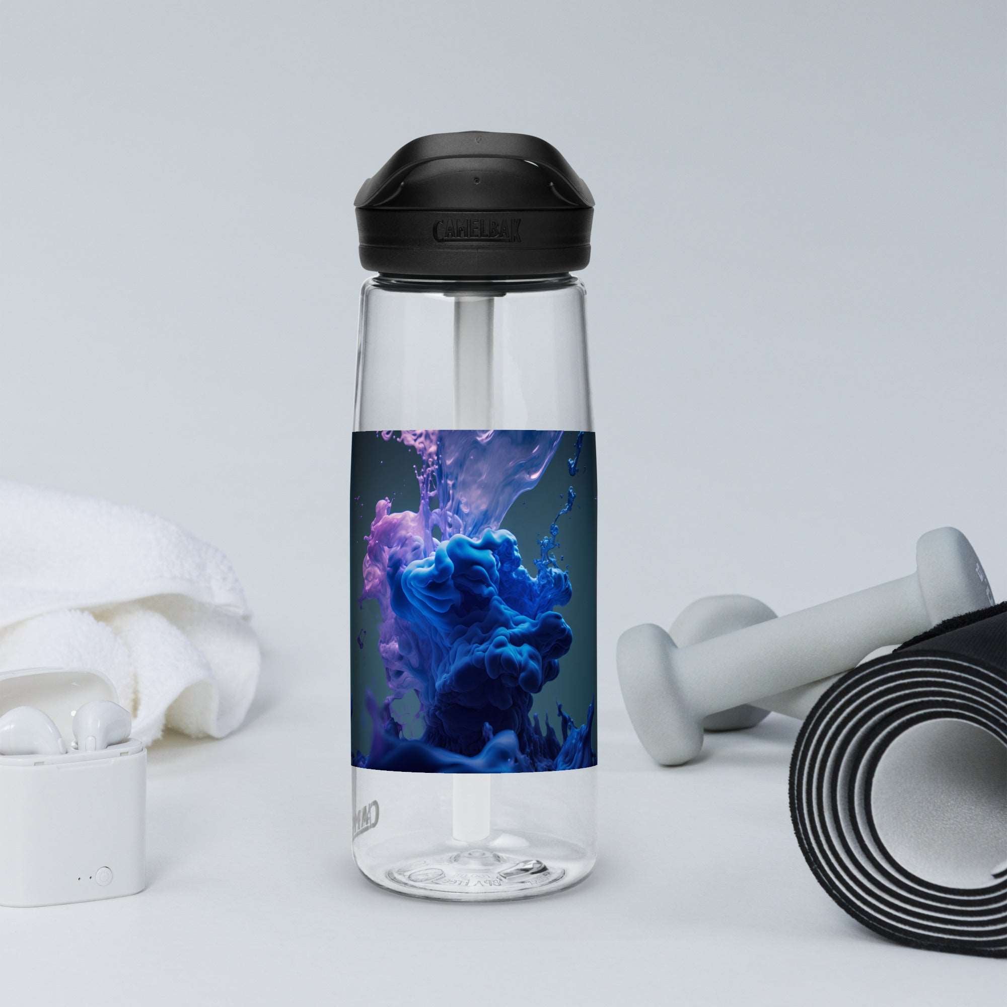 Purple Blue Cloud Sports water bottle