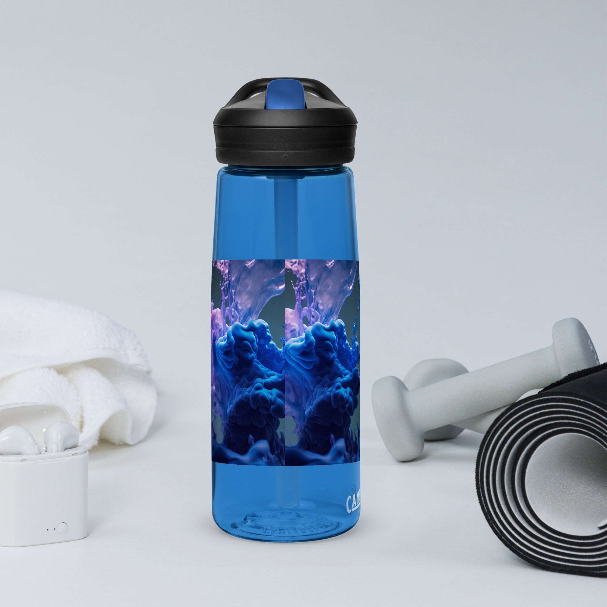 Purple Blue Cloud Sports water bottle