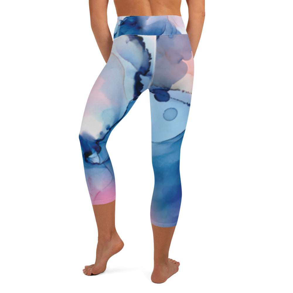 Floating on a Pink & Blue Cloud Yoga Capri Leggings